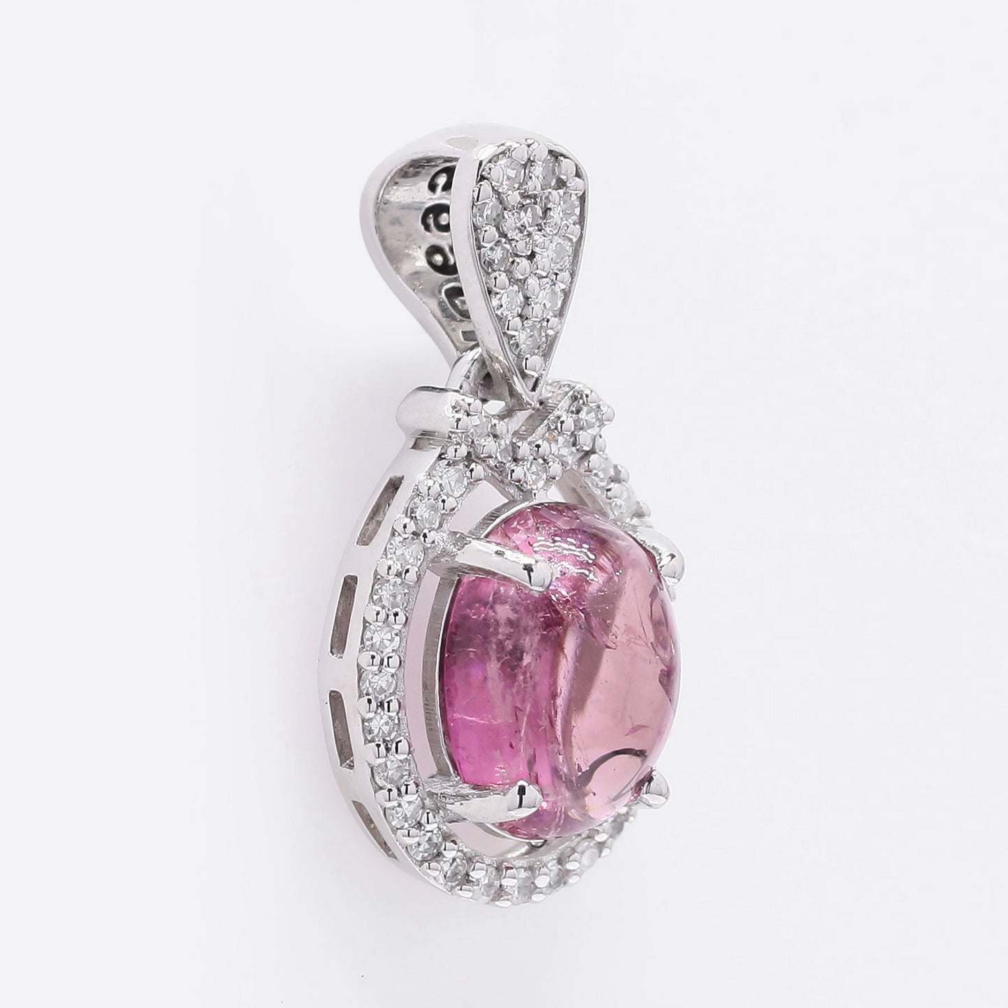 1.49 Ct Oval Cabochon Cut Natural Tourmaline 950 Platinum Pendant