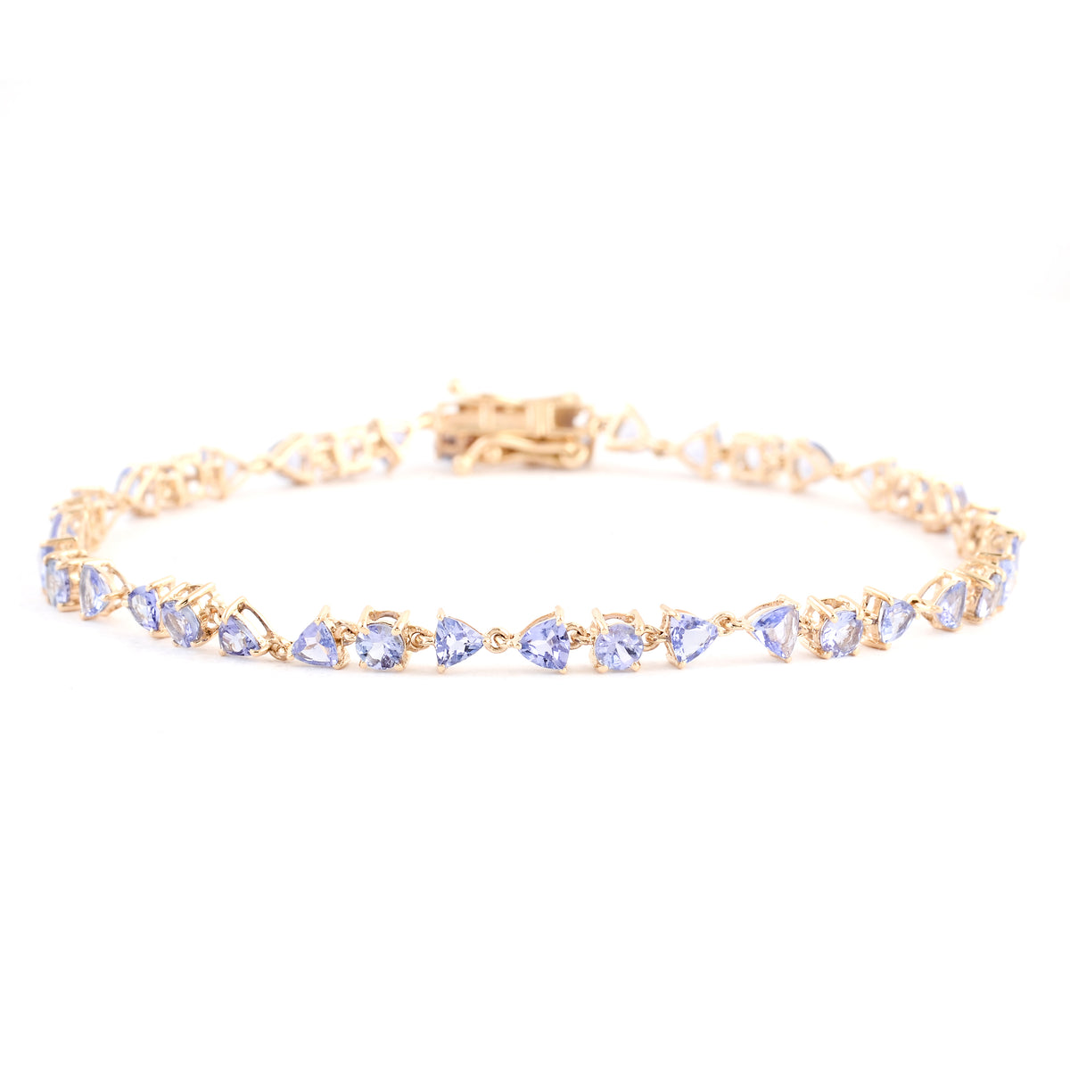 3.66 Ct Trillion Tanzanite 14K Gold Bracelet