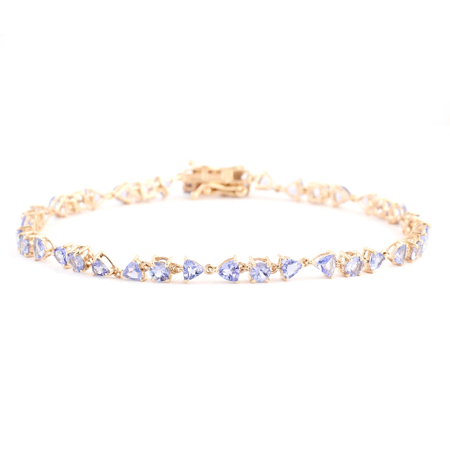 3.66 Ct Trillion Tanzanite 14K Gold Bracelet