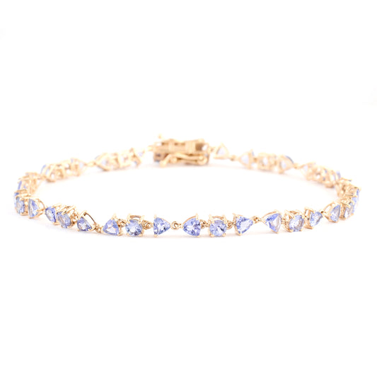 3.66 Ct Trillion Tanzanite 14K Gold Bracelet