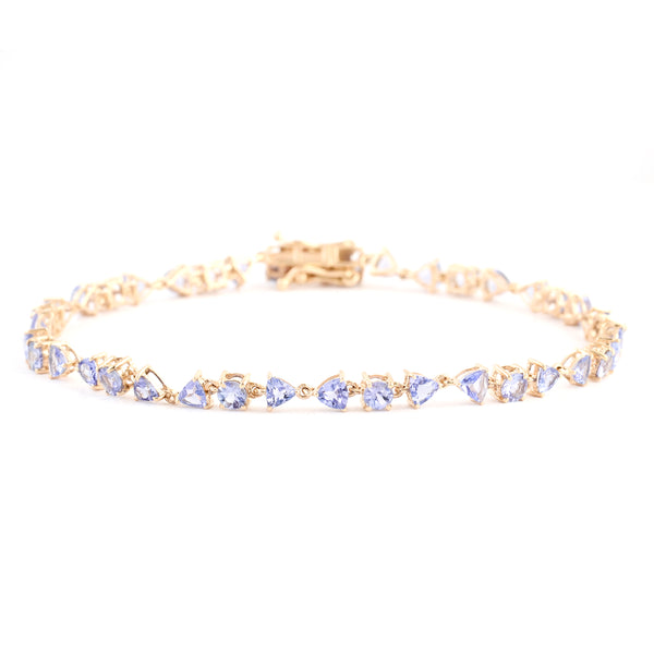 3.66 Ct Trillion Tanzanite 14K Gold Bracelet