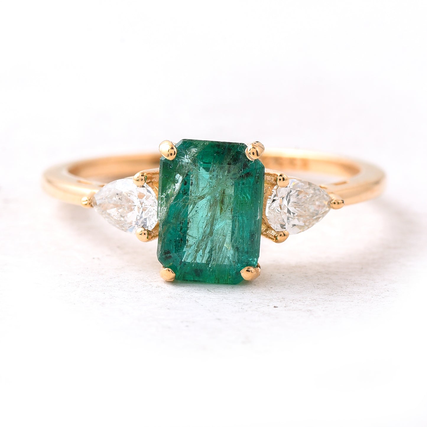 1.70 Ct Octagon Step Cut Natural Emerald 14K Gold Ring
