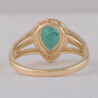 1.52 Ct Pear Emerald 9K Gold Ring