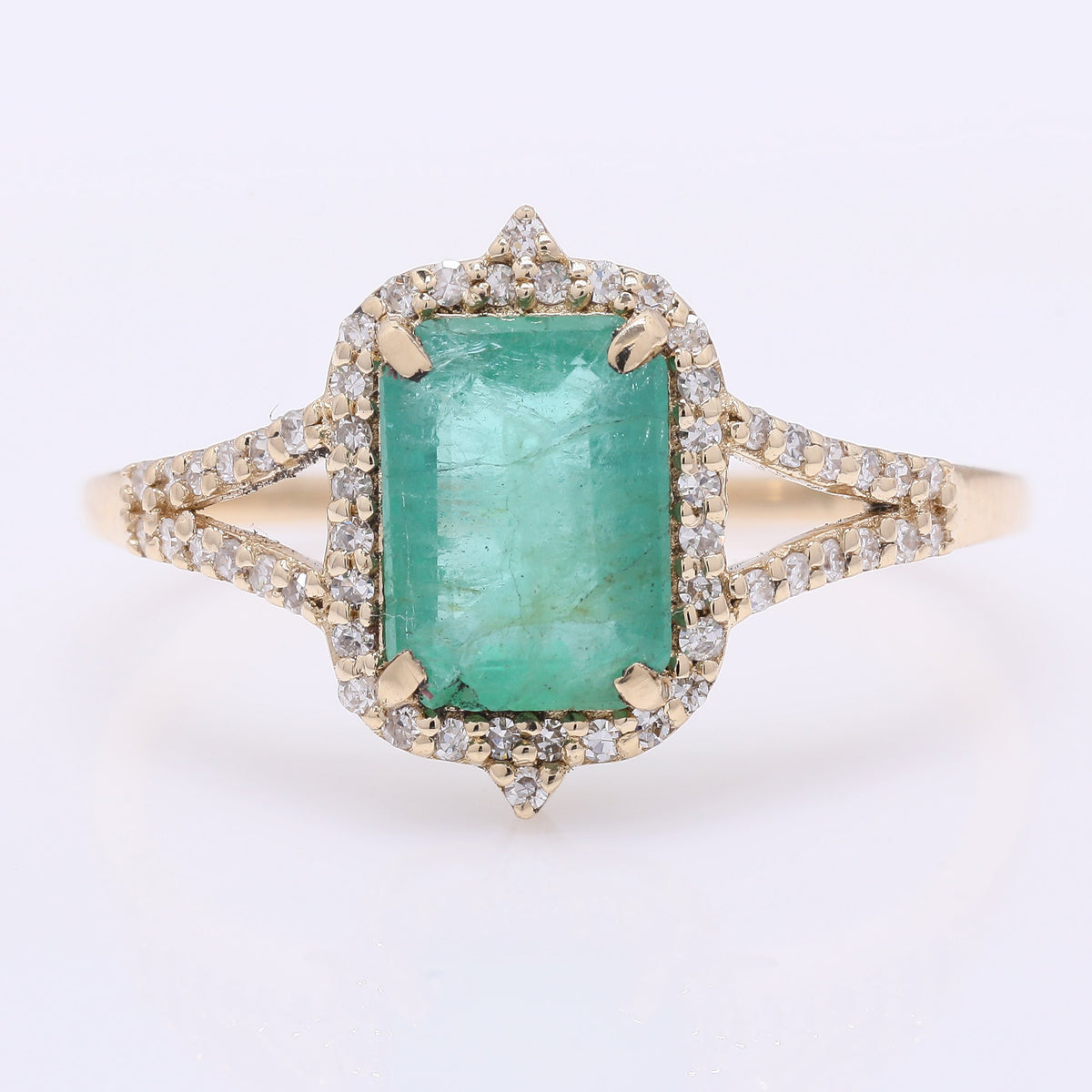 1.40 Ct Octagon Step Cut Natural Emerald 14K Gold Ring