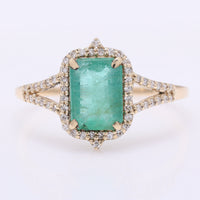 1.40 Ct Octagon Step Cut Natural Emerald 14K Gold Ring