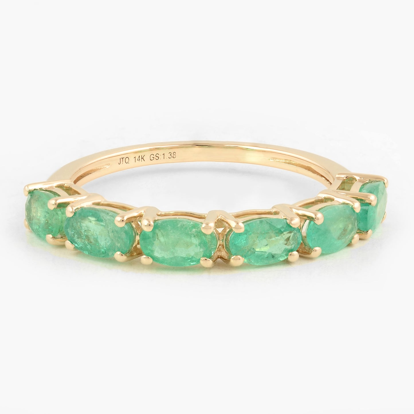 1.38 Carat Oval Mixed Cut Natural Beryl Emerald 14K Gold Ring