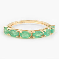 1.38 Carat Oval Mixed Cut Natural Beryl Emerald 14K Gold Ring