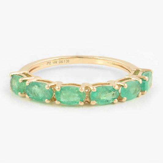 1.38 Carat Oval Mixed Cut Natural Beryl Emerald 14K Gold Ring