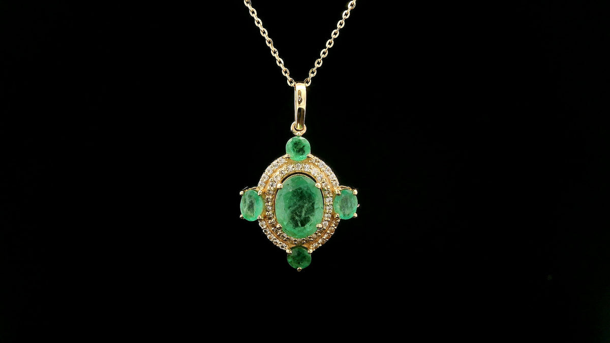2.23 Ct Oval Emerald 14K Gold Pendant