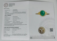 1.62 Ct Oval Cabochon Natural Beryl Emerald 14K Gold Ring