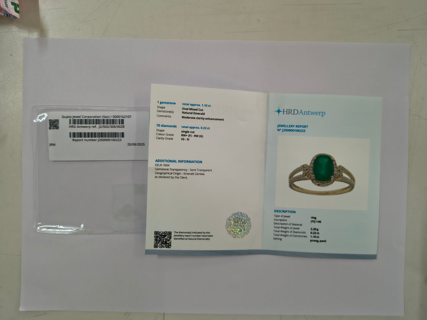 1.32 Ct Oval Mixed Cut Natural Emerald 14K Gold Ring