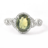 2.08 Ct Oval Mixed Cut Natural Green Sapphire 950 Platinum Ring