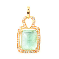 5.29 Ct Cushion Cabochon Cut Natural Tourmaline 14K Gold Pendant