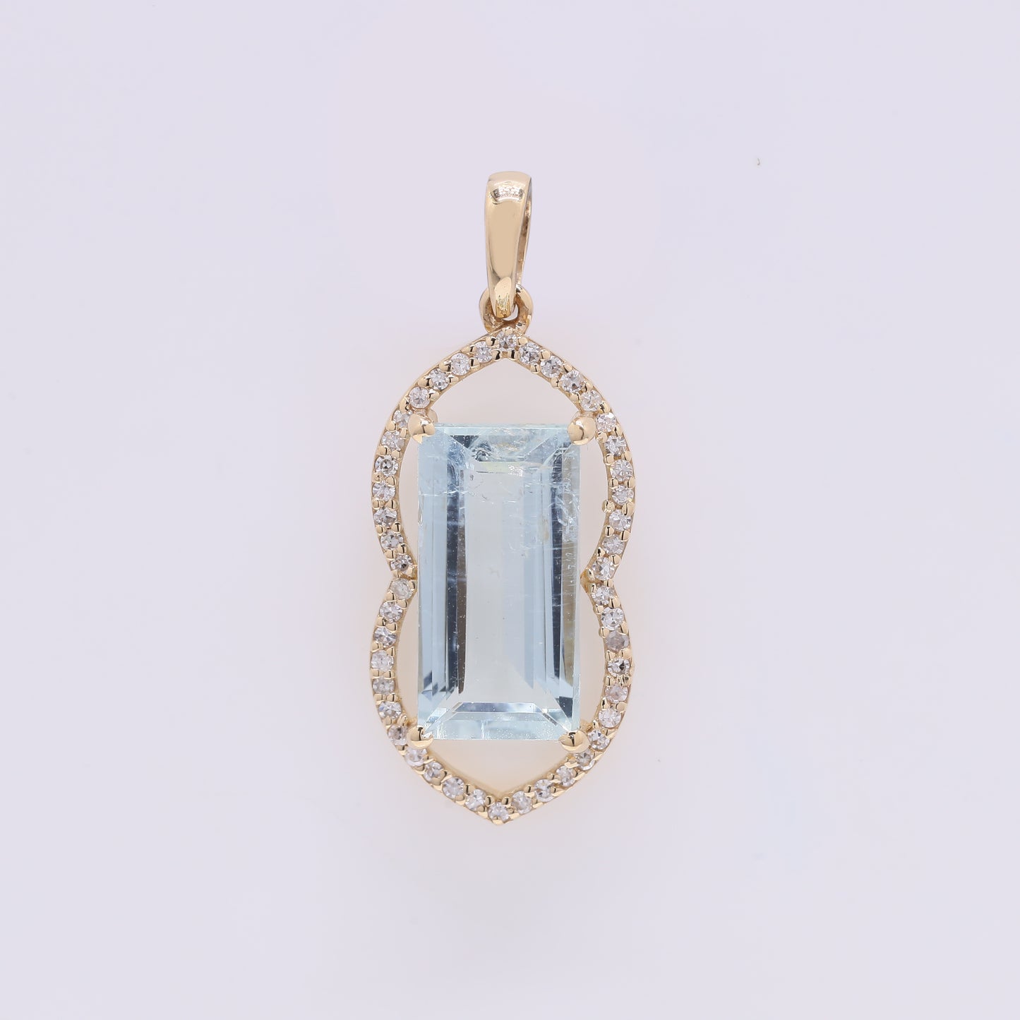 2.84 Ct Rectangle Step Cut Natural Aquamarine 14K Gold Pendant