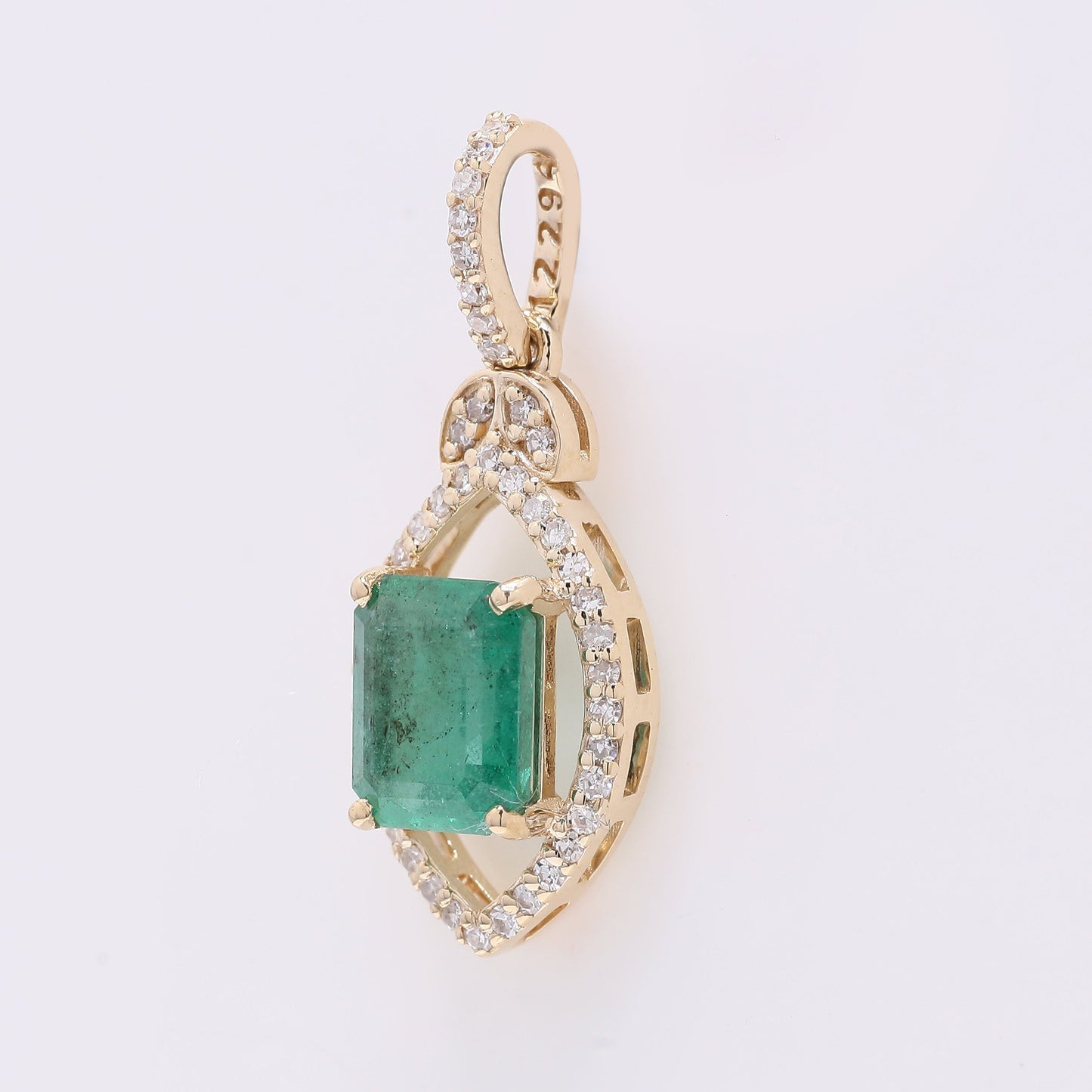 1.24 Ct Octagon Step Cut Natural Emerald 14K Gold Pendant