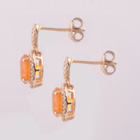 2.12 Ct Round Mixed Cut Natural Fire Opal 14K Gold Earrings