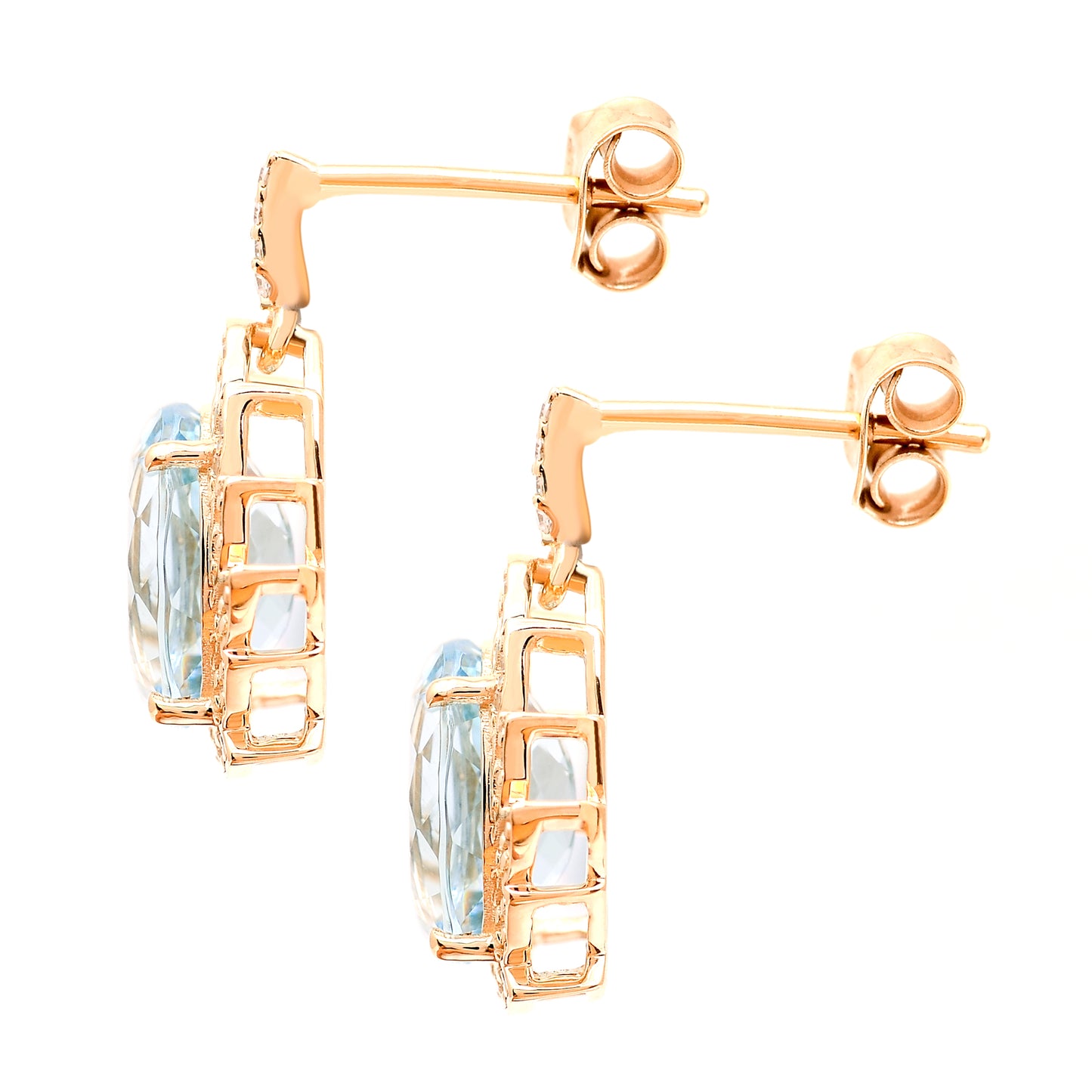 3.67 Ct Oval Natural Aquamarine 14K Gold Earrings
