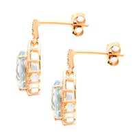 3.67 Ct Oval Natural Aquamarine 14K Gold Earrings