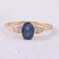 1.46 Ct Oval Natural Sapphire 14K Gold Ring