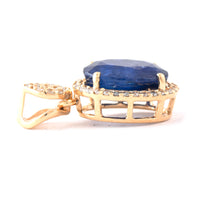 2.90 Ct Oval Mixed Cut Natural Sapphire 14K Gold Pendant