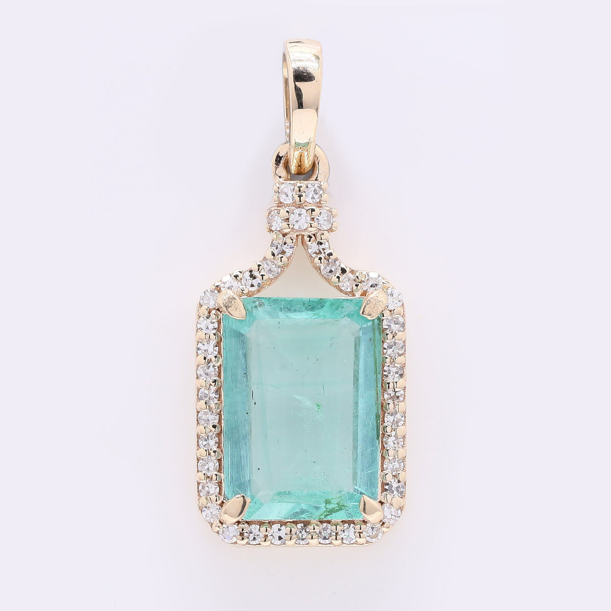 1.64 Ct Octagon Step Cut Natural Emerald 14K Gold Pendant