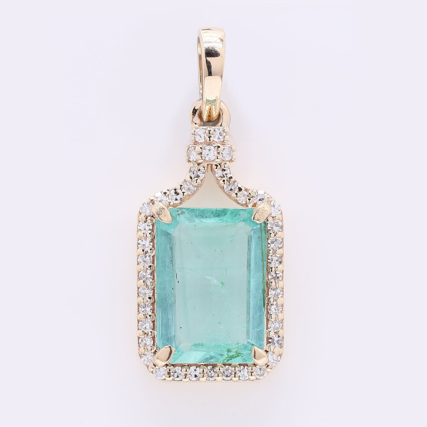 1.64 Ct Octagon Step Cut Natural Emerald 14K Gold Pendant