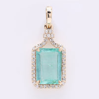 1.64 Ct Octagon Step Cut Natural Emerald 14K Gold Pendant