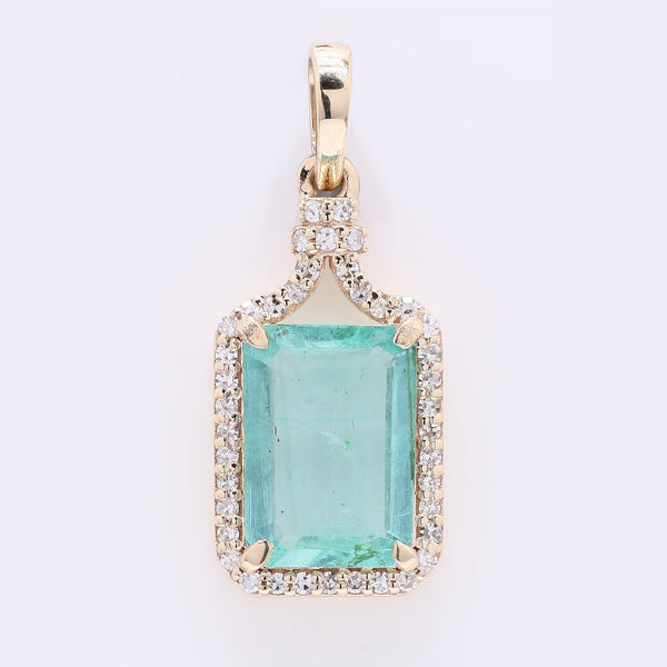 1.64 Ct Octagon Step Cut Natural Emerald 14K Gold Pendant
