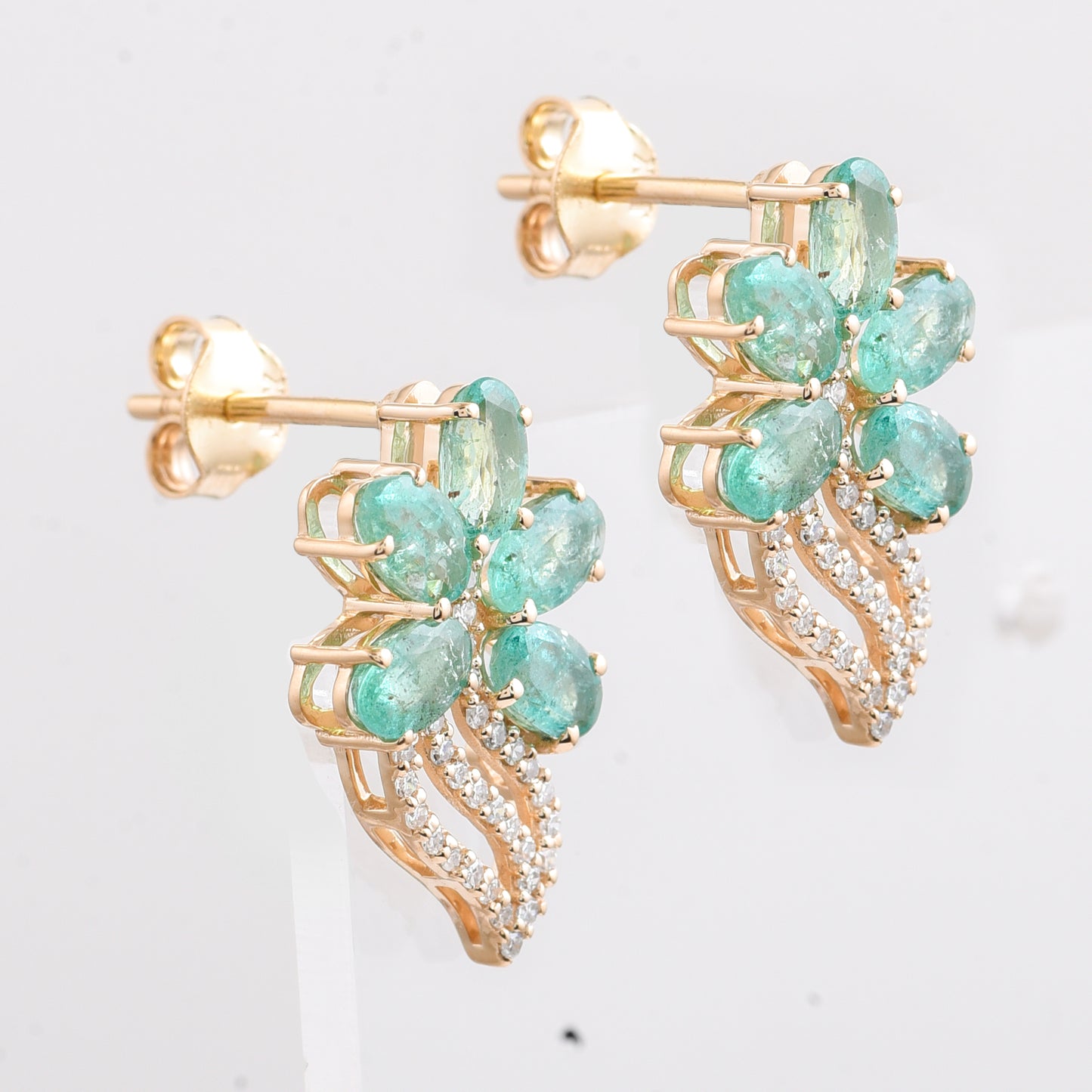 2.36 Ct Oval Emerald 14K Gold Earrings