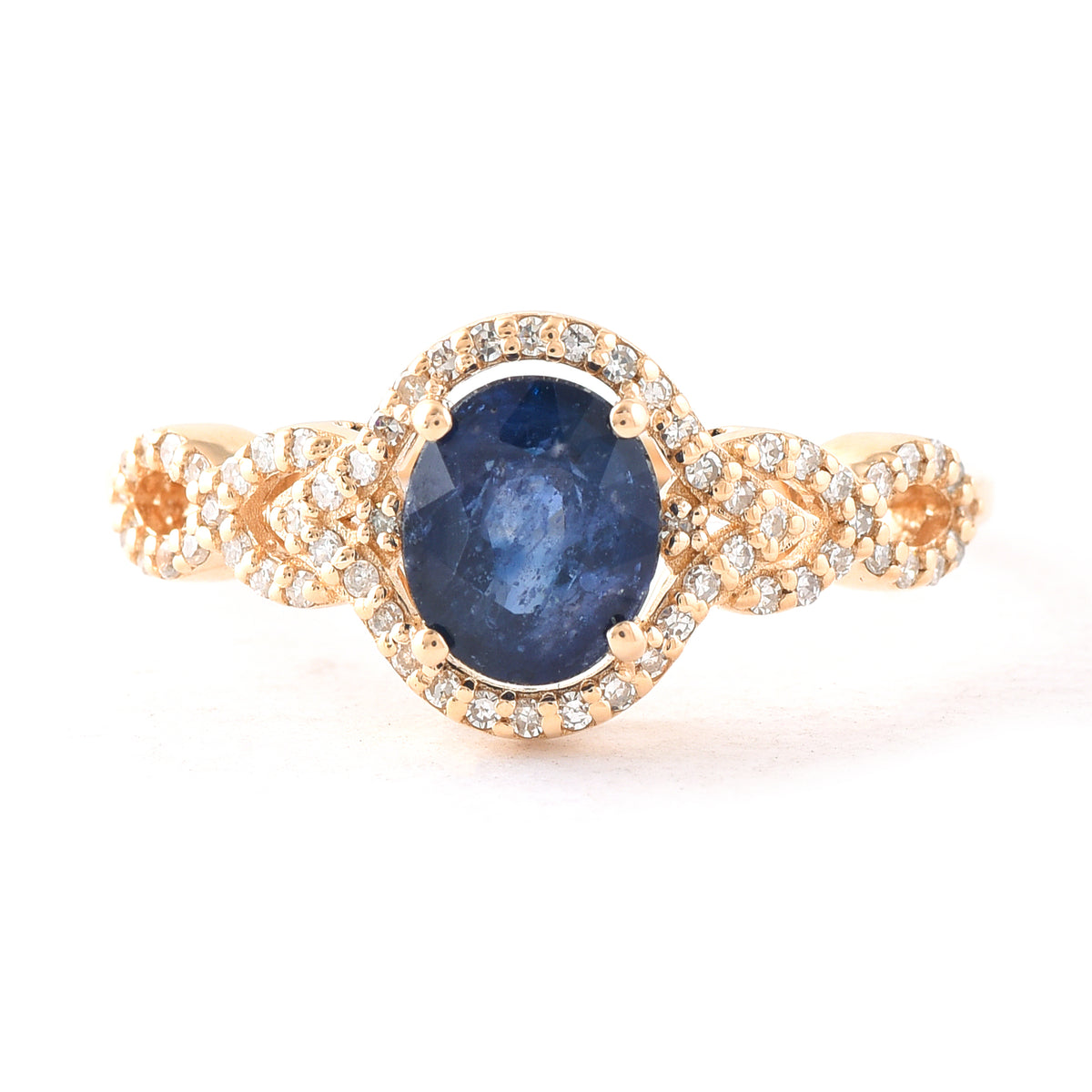 1.49 Ct Oval Mixed Cut Natural Sapphire 14K Gold Ring