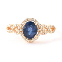 1.49 Ct Oval Mixed Cut Natural Sapphire 14K Gold Ring