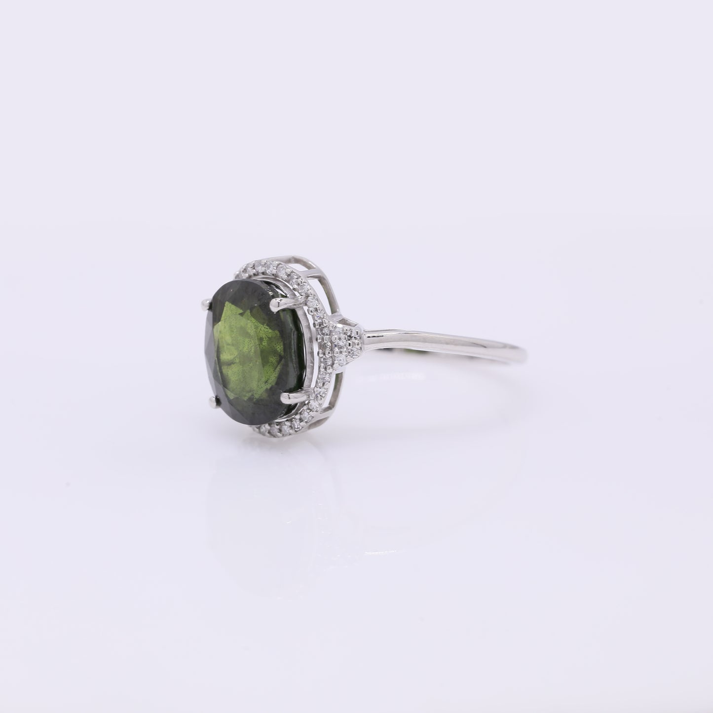 4.76 Ct Cushion Mixed Cut Natural Green Sapphire 950 Platinum Ring
