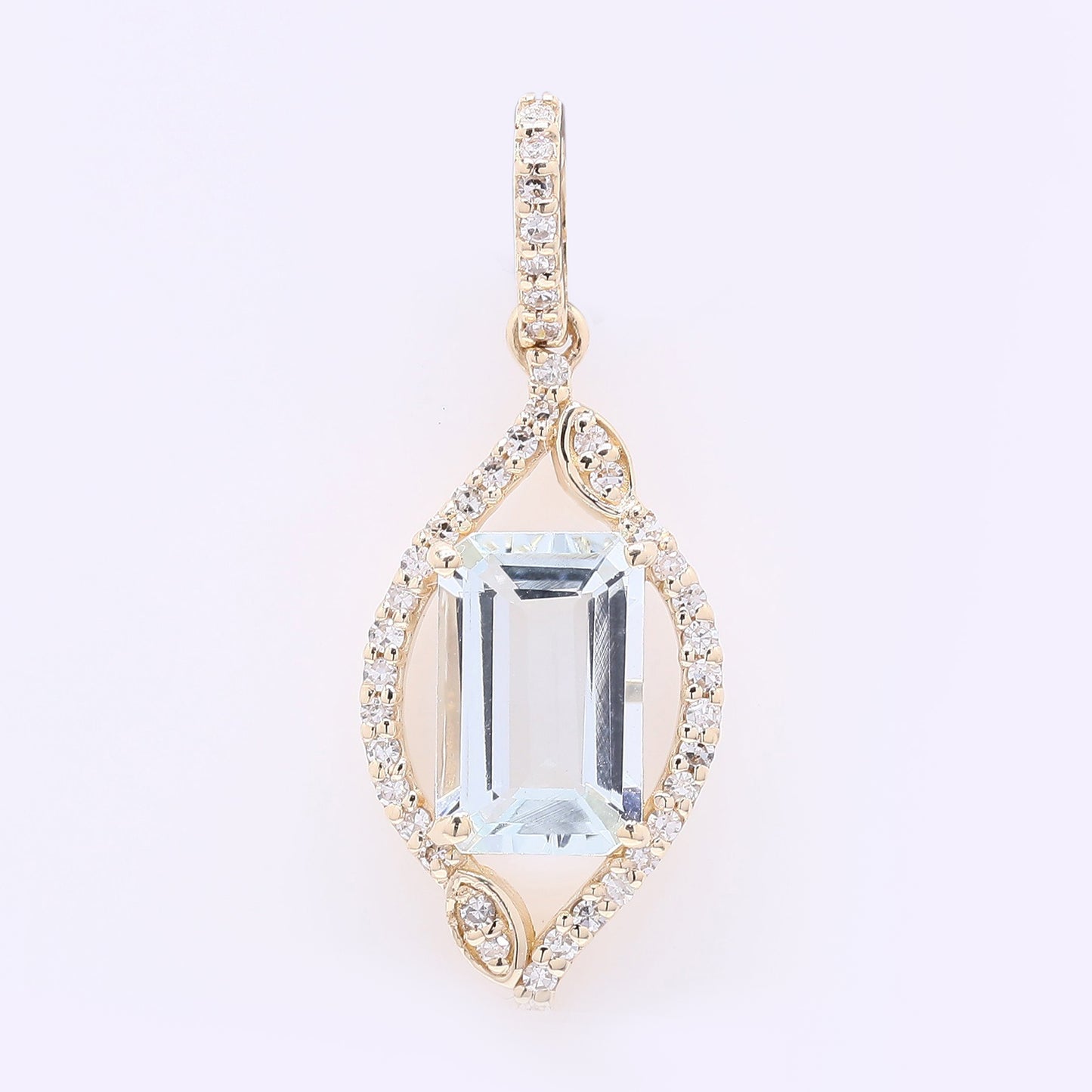 1.13 Ct Octagon Step Cut Natural Aquamarine 14K Gold Pendant
