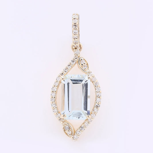 1.13 Ct Octagon Step Cut Natural Aquamarine 14K Gold Pendant
