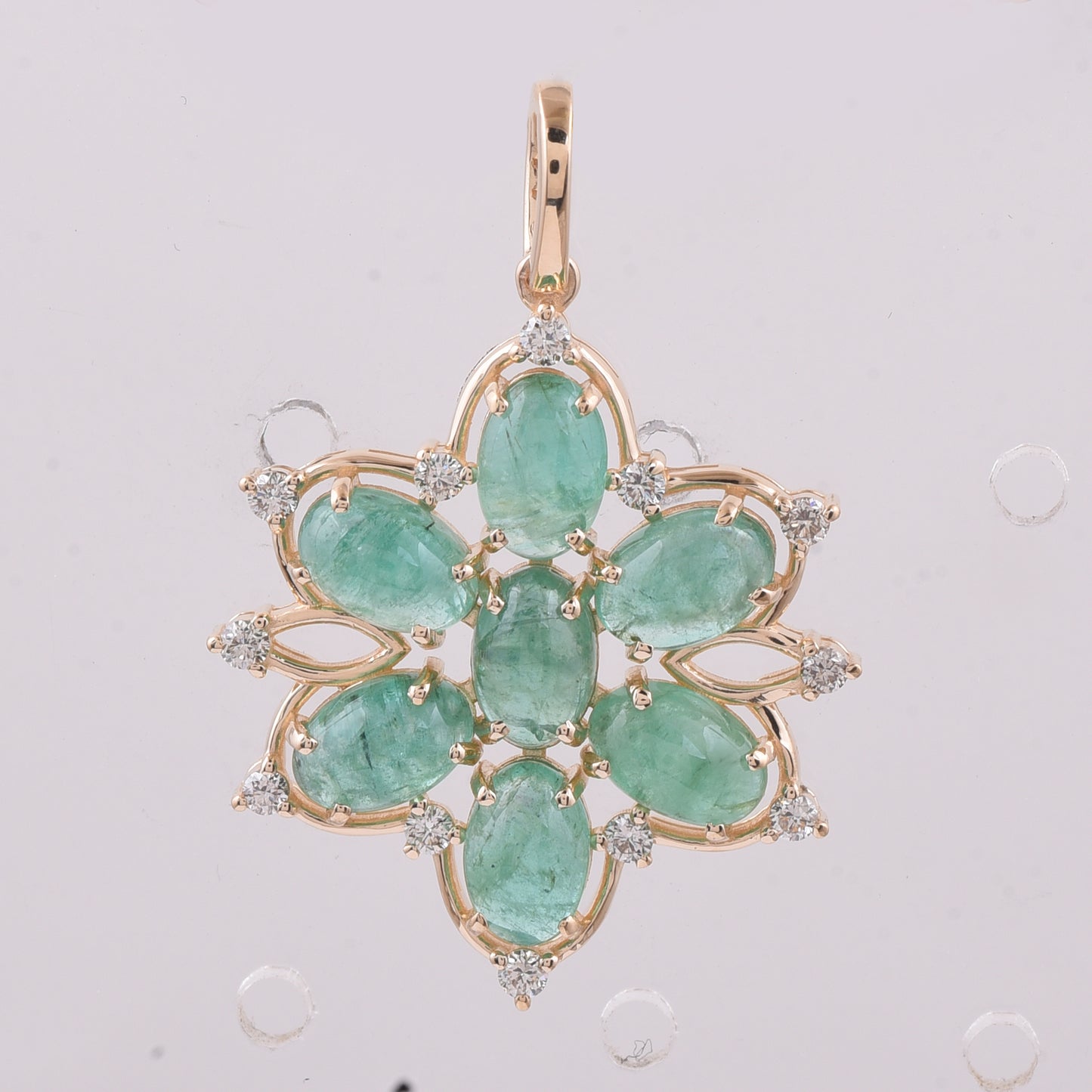 3.69 Ct Oval Cabochon Cut Natural Emerald 14K Gold Pendant