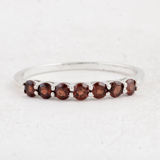 0.70 Ct Round Garnet 925 Sterling Silver Ring