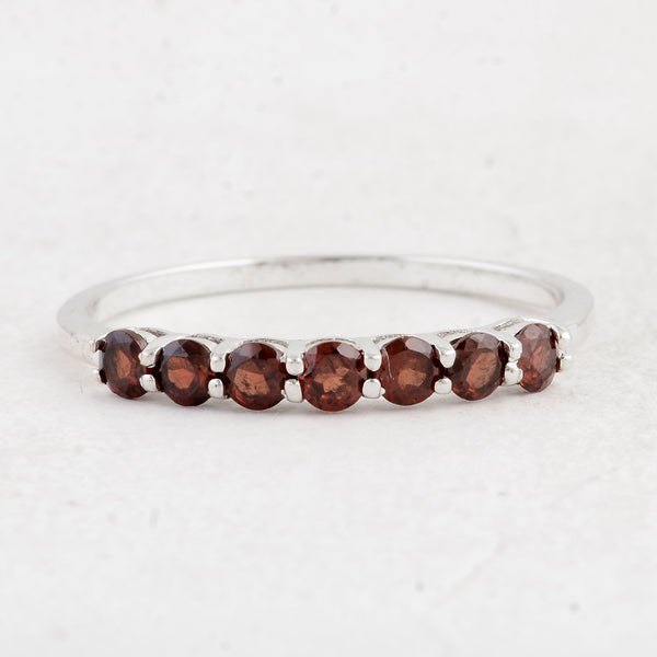 0.70 Ct Round Garnet 925 Sterling Silver Ring