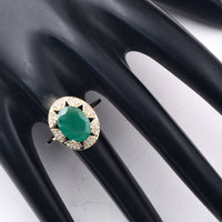 2.91 Ct Oval Mixed Cut Natural Emerald 14K Gold Ring