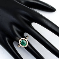 1.39 Ct Oval Mixed Cut Natural Beryl Emerald 14K Gold Ring
