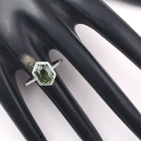 2.14 Ct Oval Mixed Cut Natural Green Sapphire 950 Platinum Ring