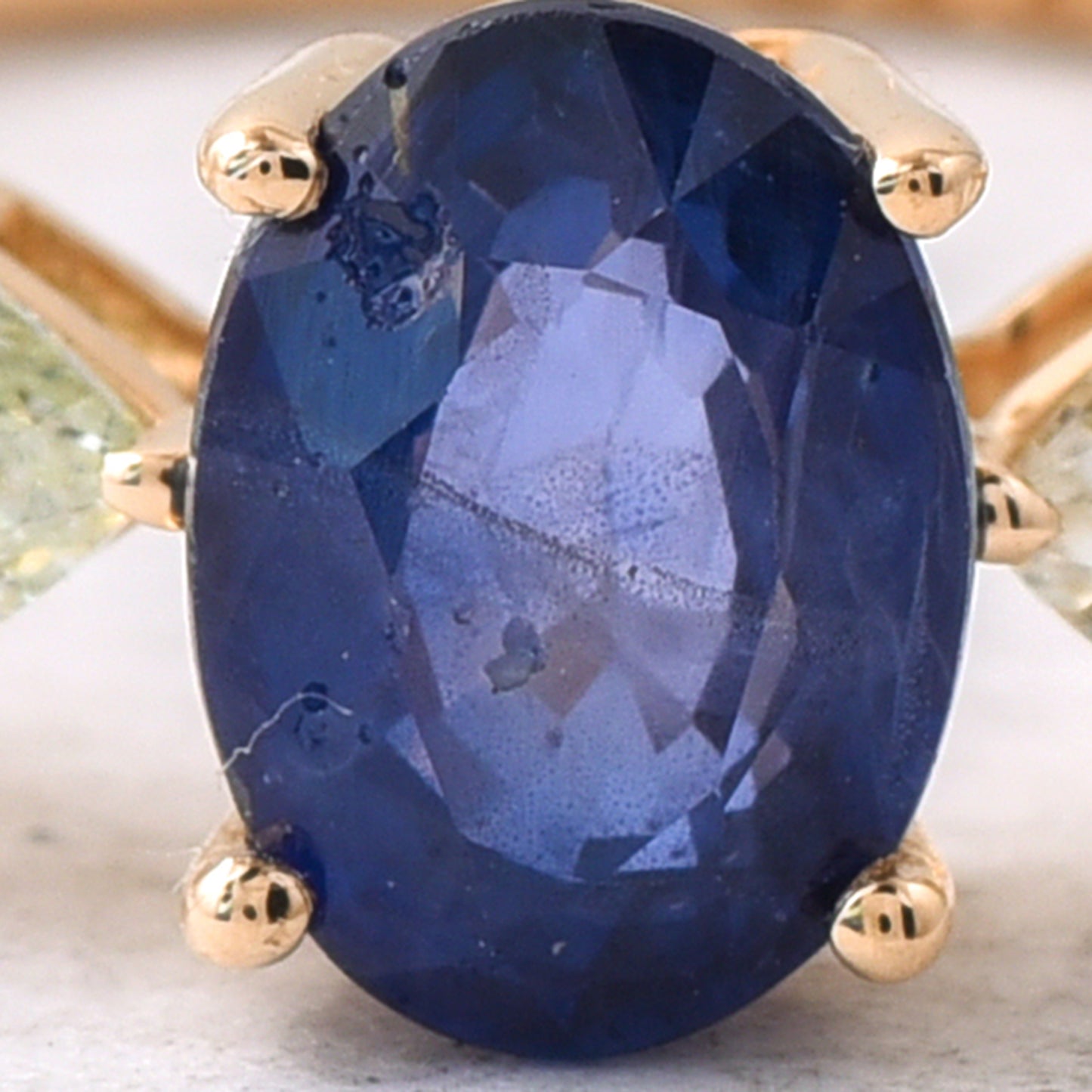 1.92 Ct Oval Mixed Cut Natural Sapphire 14K Gold Ring