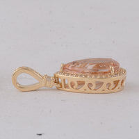 2.81 Ct Pear Morganite 9K Gold Pendant