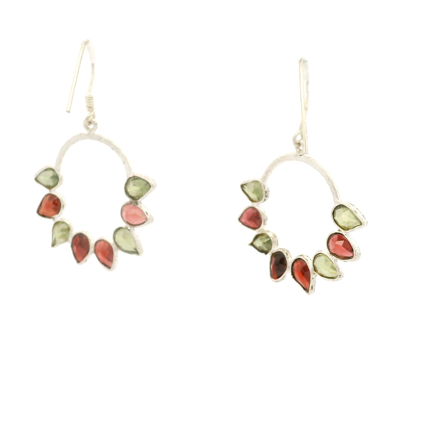 8.25 Ct Peridot, Garnet 925 Sterling Silver Earrings