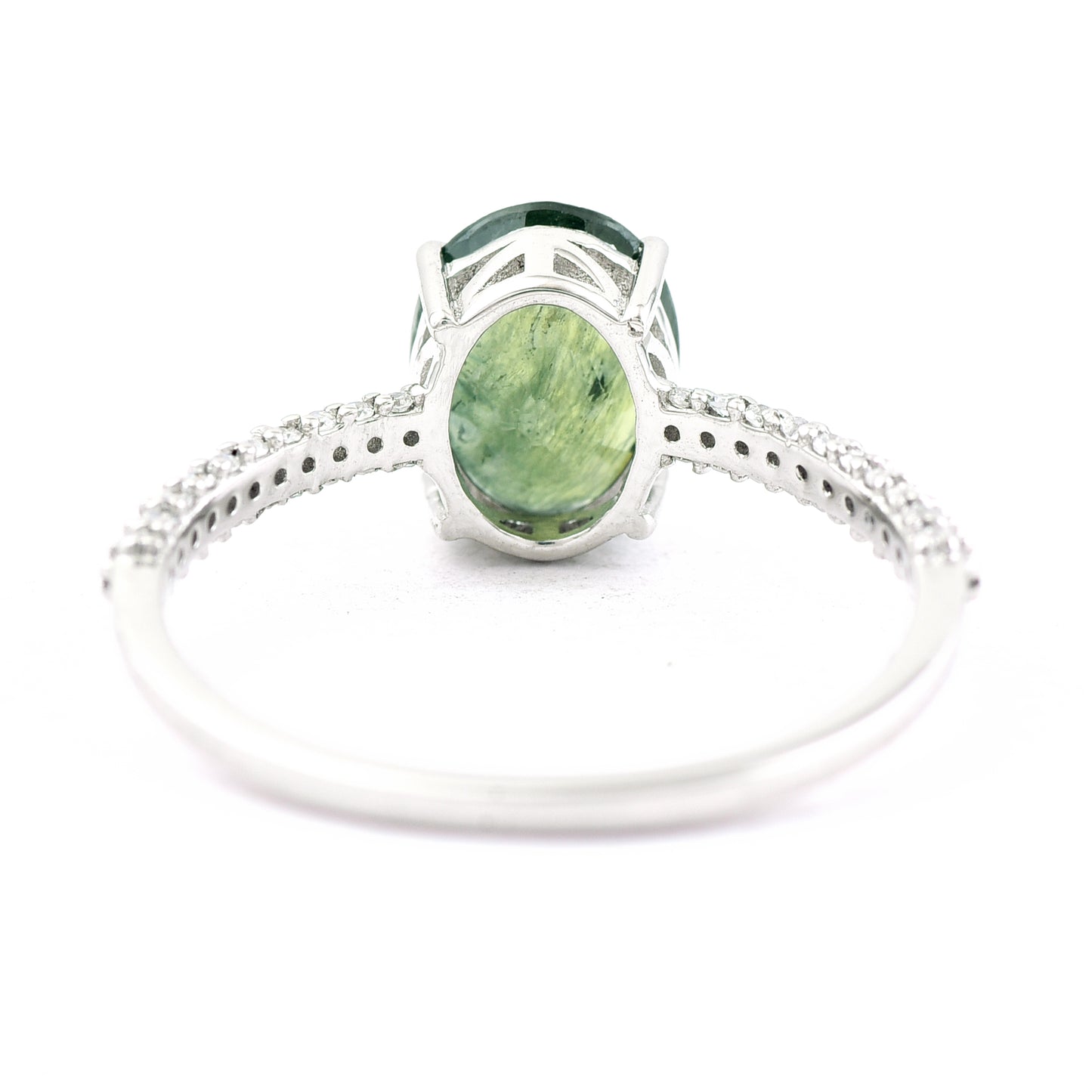 1.93 Ct Oval Mixed Cut Natural Green Sapphire 950 Platinum Ring