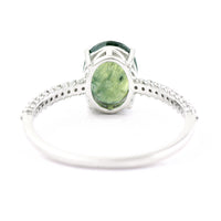 1.93 Ct Oval Mixed Cut Natural Green Sapphire 950 Platinum Ring