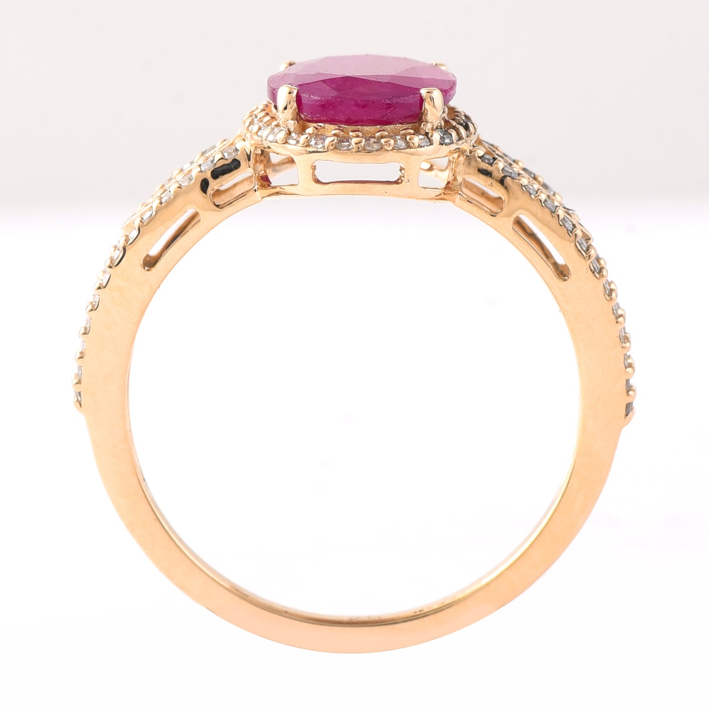 2.06 Ct Oval Mixed Cut Natural Ruby 14K Gold Ring