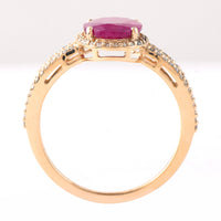2.06 Ct Oval Mixed Cut Natural Ruby 14K Gold Ring