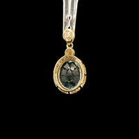 2.51 Ct Oval Mixed Cut Natural Aquamarine 14K Gold Pendant