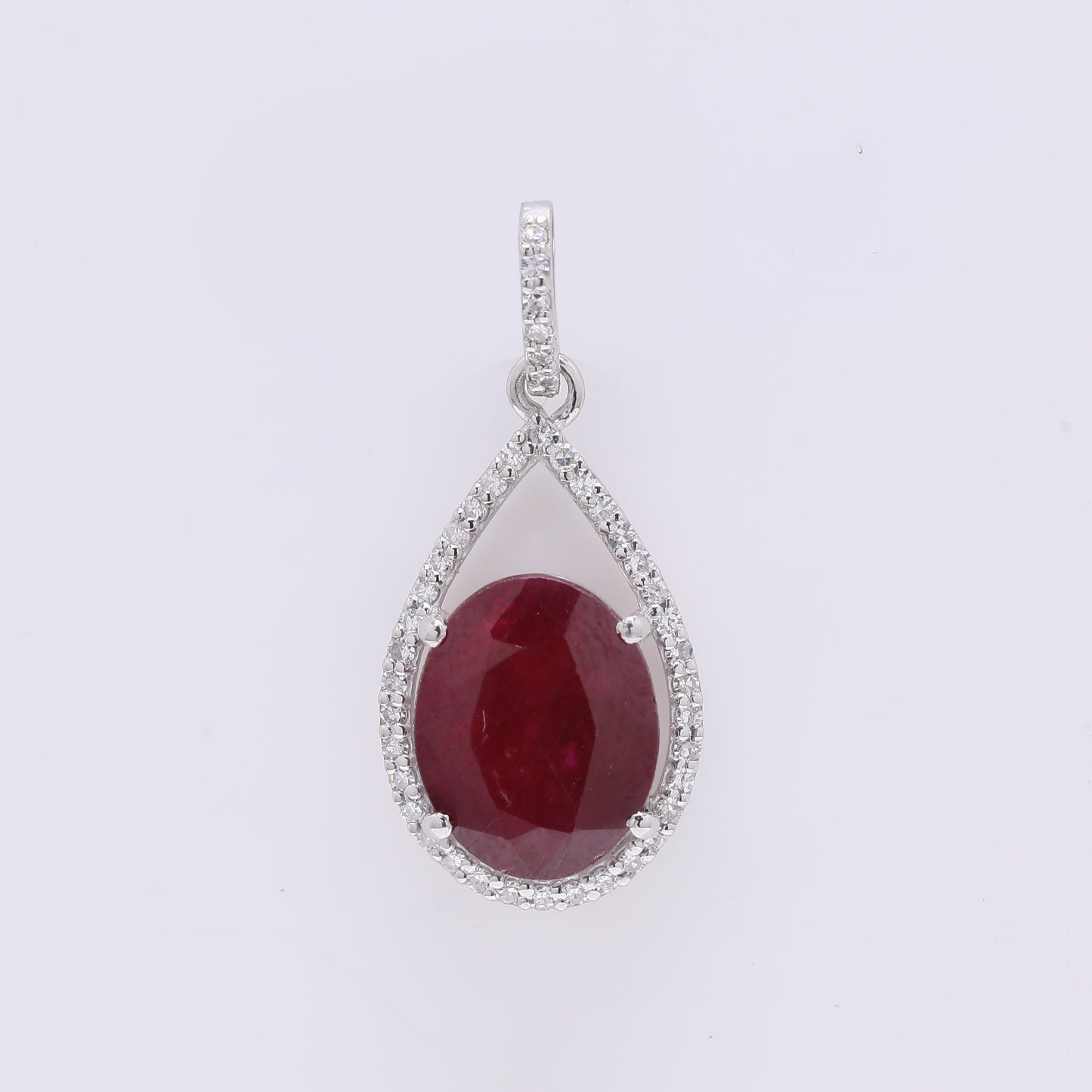 3.45 Ct Oval Mixed Cut Natural Ruby 950 Platinum Pendant