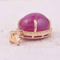 8.52 Ct Oval Mixed Cut Natural Ruby 14K Gold Pendant